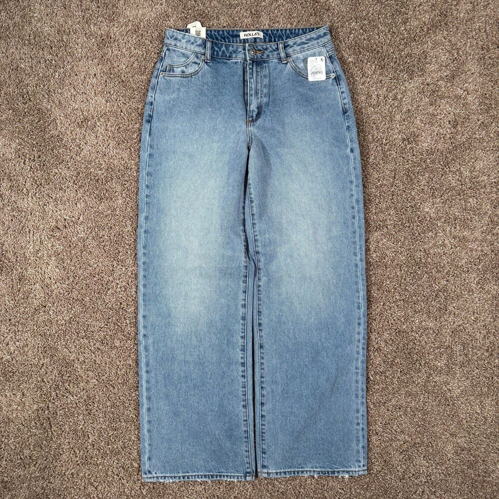 Rolla's Womens Jeans Light Blue Size 28 Kate Baggy Raw Hem 5 Pocket Cotton Blend
